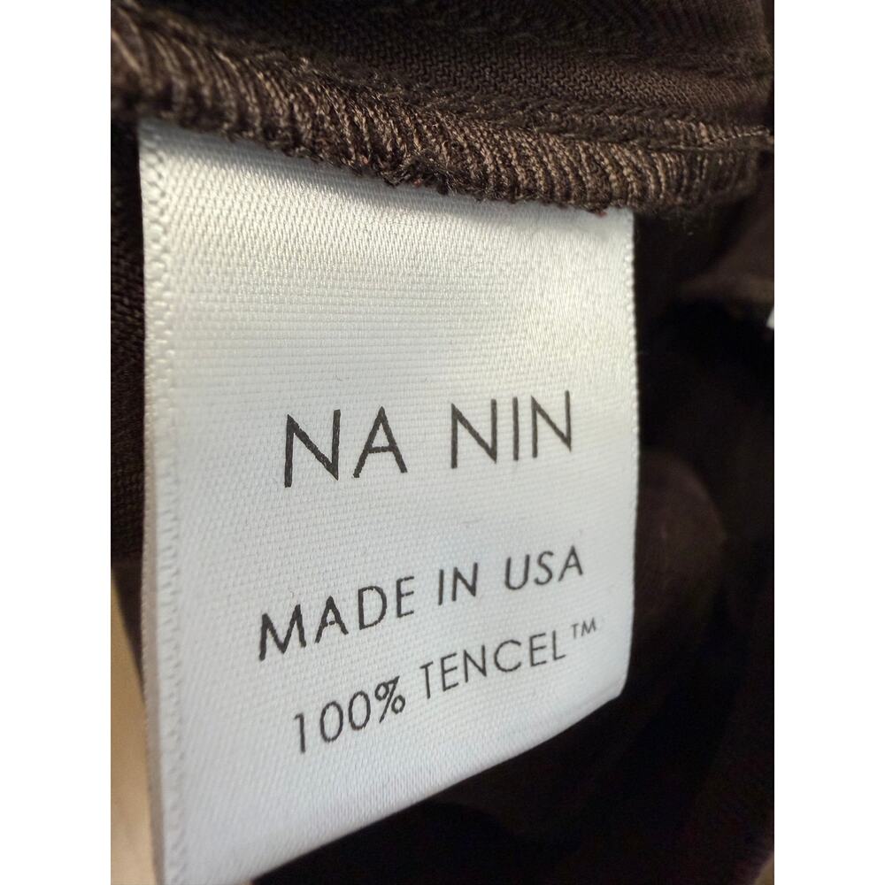 NA NIN Winnie Tencel Pleated Pant High Rise Relax Cocoa Brown Women's L - Picture 8 of 11
